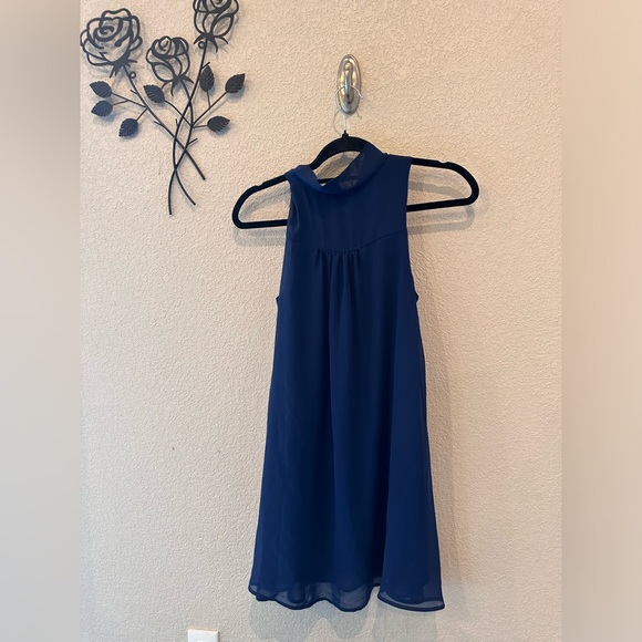 Forever 21 Navy Blue Chiffon Trapeze Swing Flowy Dress Size Small - Picture 7 of 8